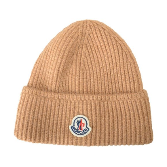Moncler Unisex Beige 100% Wool Knitted Beanie Hat One Size - Picture 1 of 5